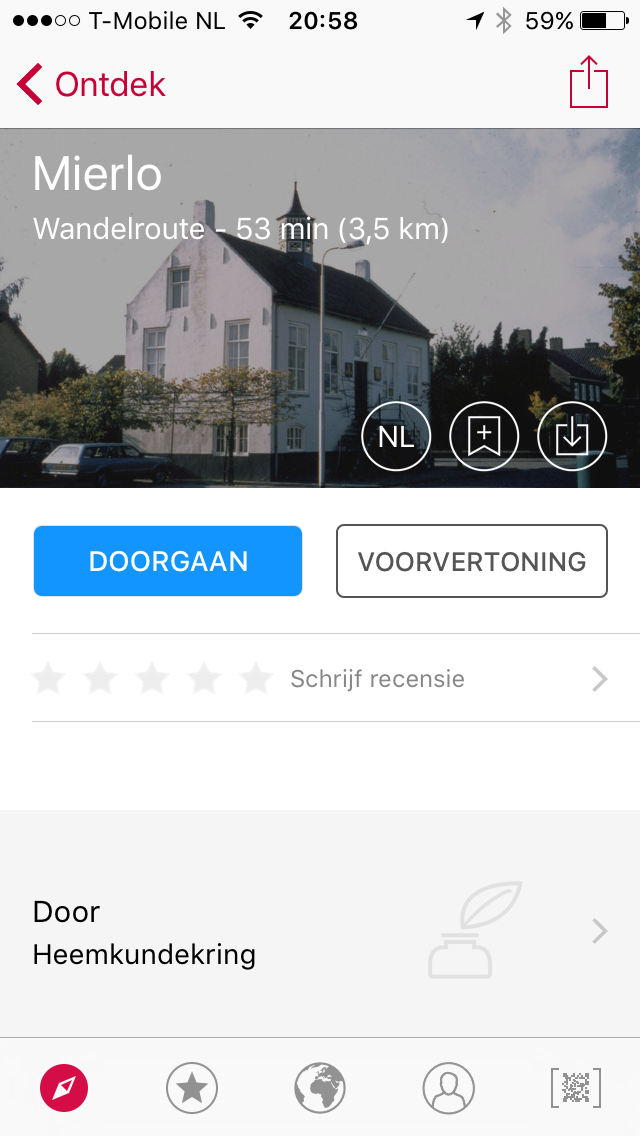 Izi App voor Iphone met Mierlo Tour.